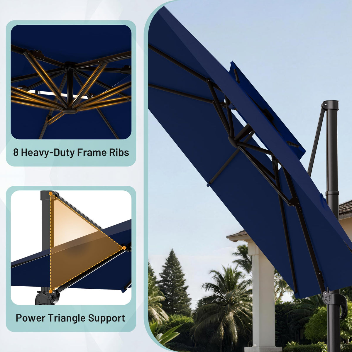 11×11 FT Double-Top Cantilever Patio Umbrella G273514
