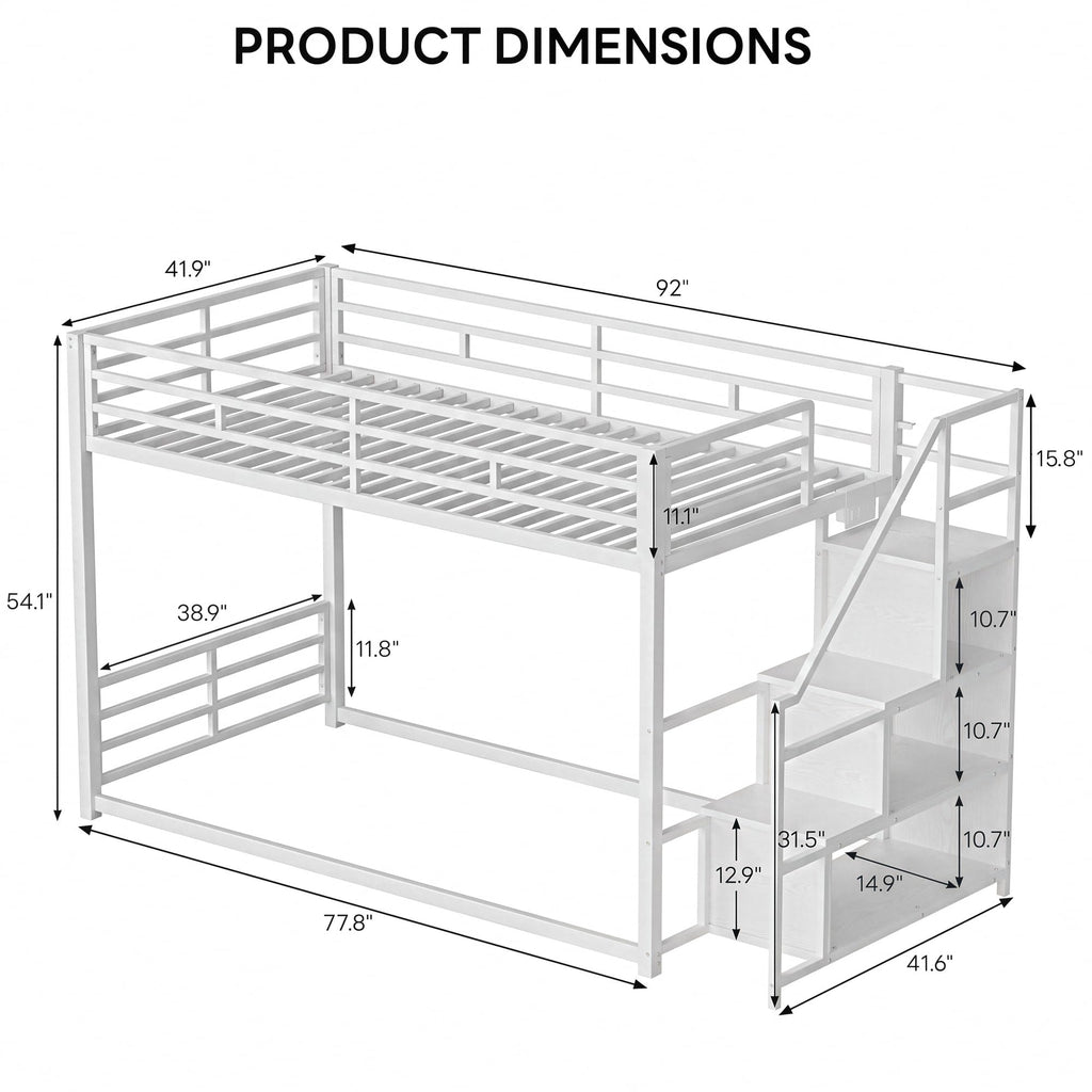 Twin Over Twin Bunk Bed with Stairs M170063
