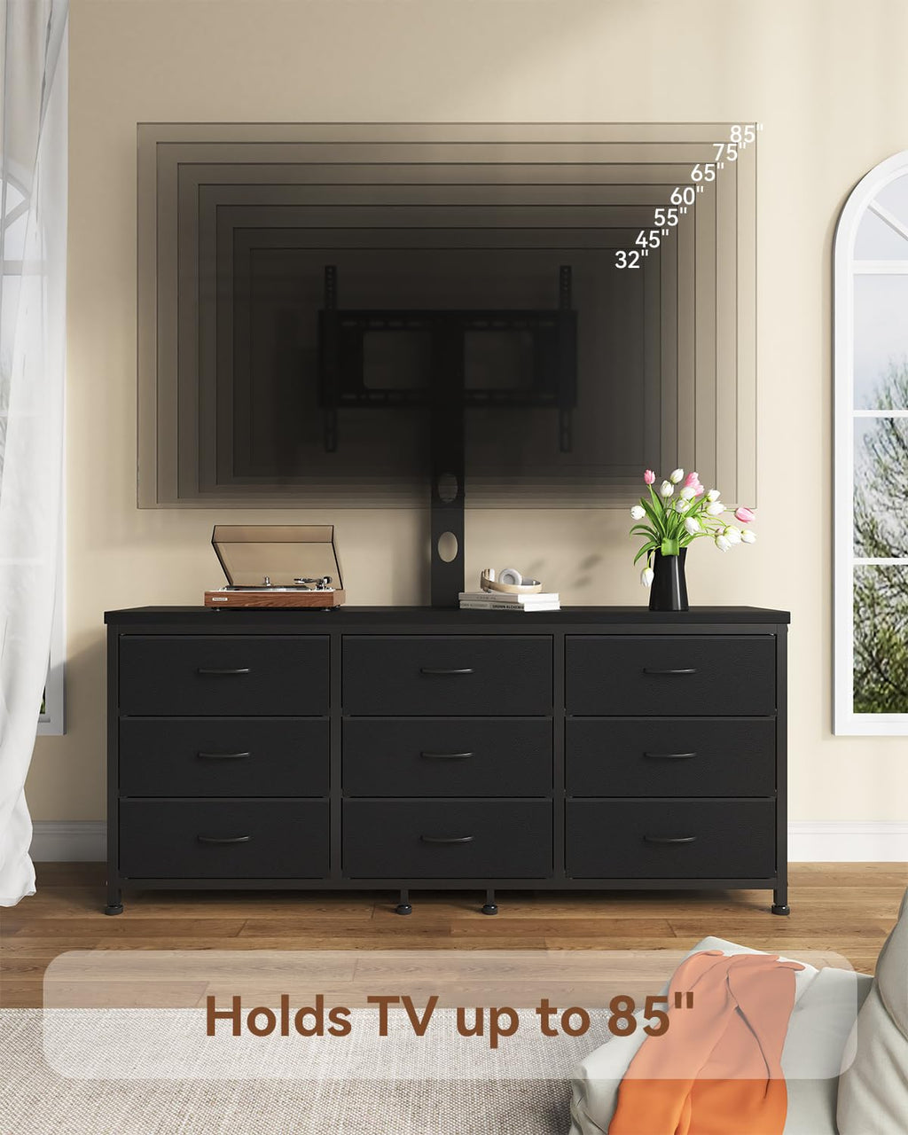 TV Stand with Mount and 9 Fabric Drawers Y45269