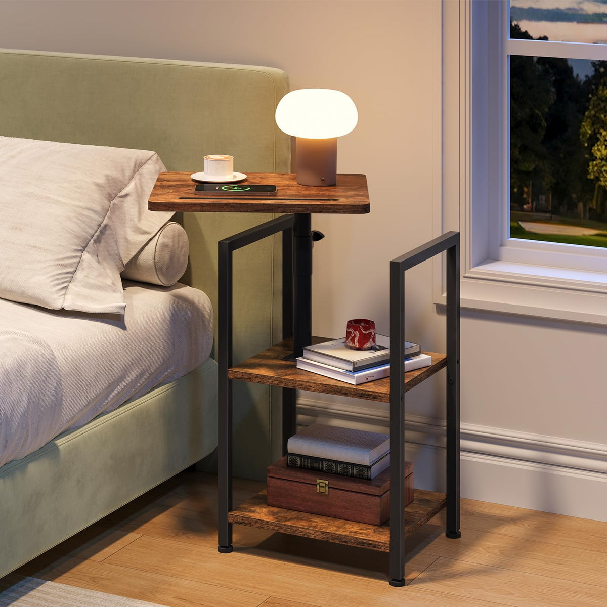 360° Swivel 3-Tier Side Table with Storage O151