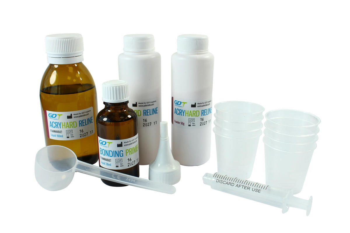 Hard Denture Reline Kit, Acrylic-Based, Self-Curing, Translucent Pink L498