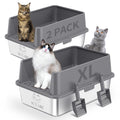 Stainless Steel Cat Litter Box with High Sides Lid E386834