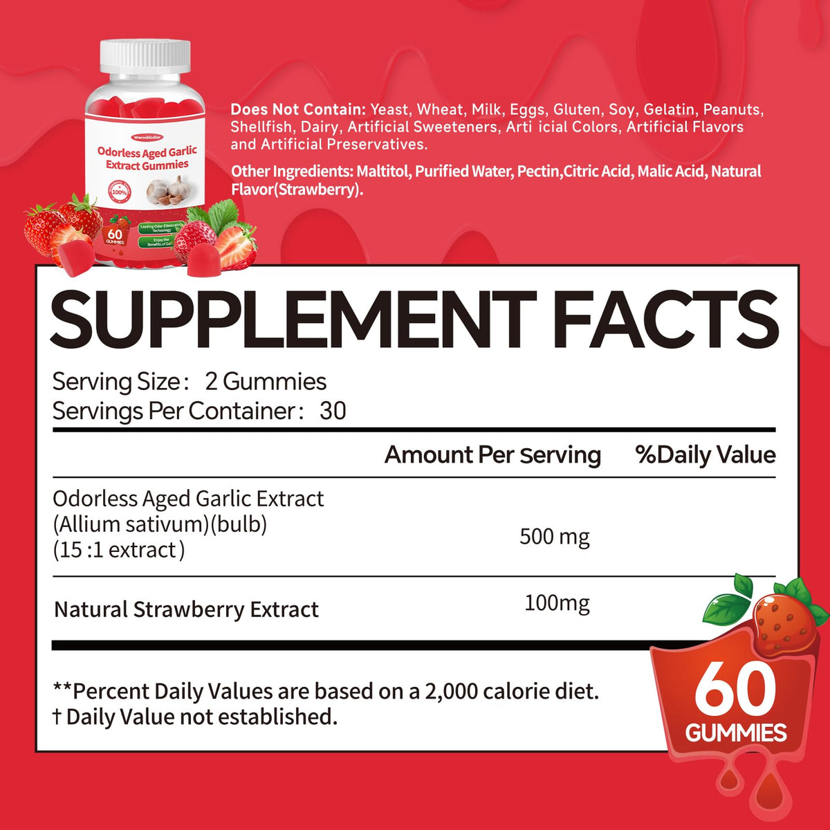 Aged Garlic Extract Gummies Strawberry Flavor T8044
