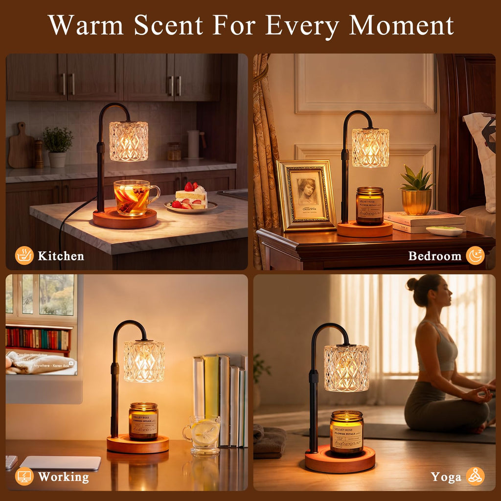 Walnut Candle Warmer Lamp with Timer K40137