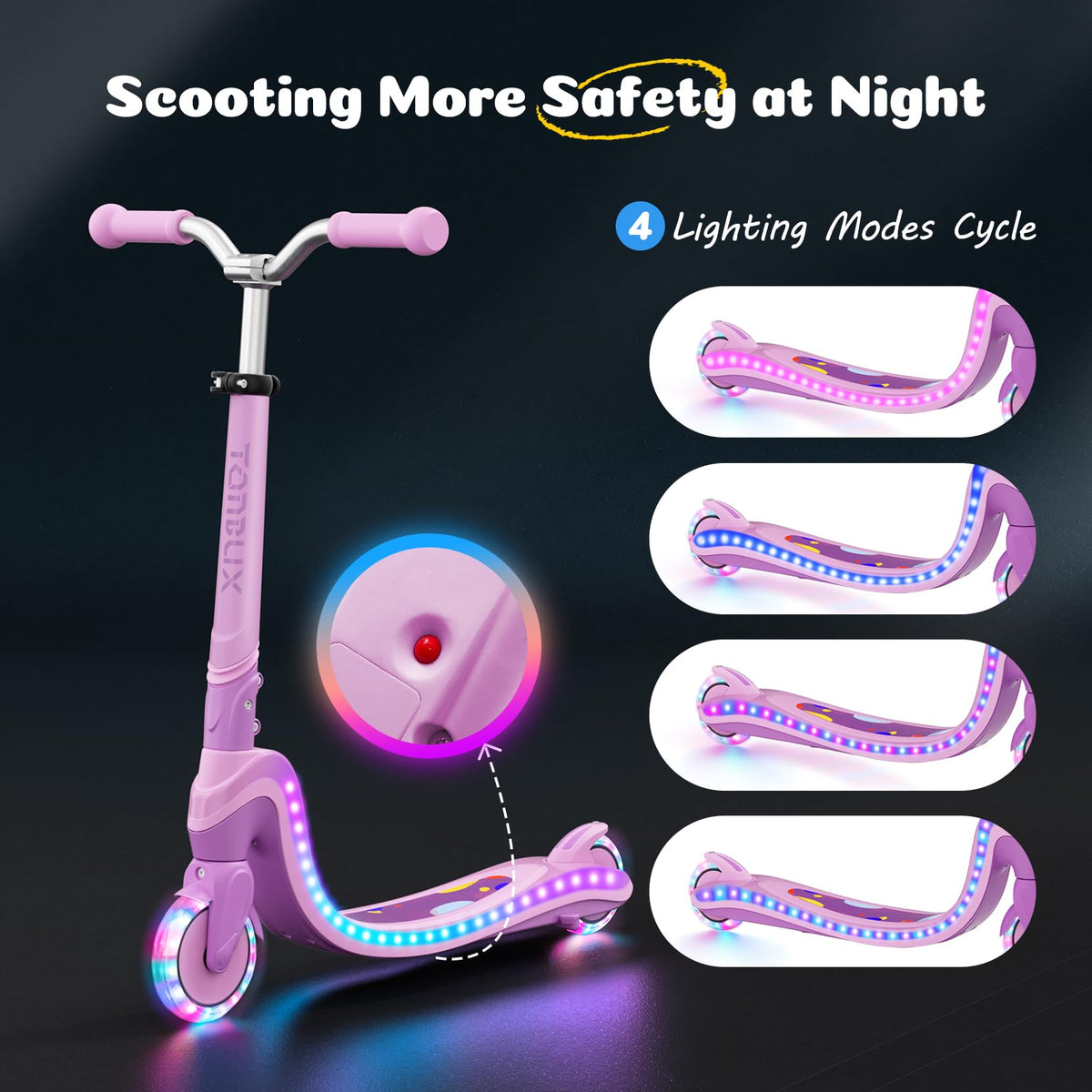 2 Wheel Kids Kick Scooter with Light-Up Wheels Y70306