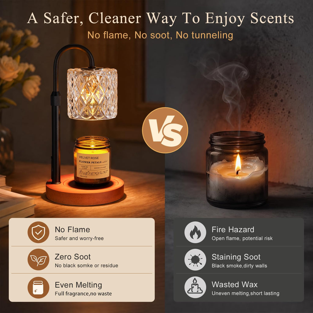 Walnut Candle Warmer Lamp with Timer K40137