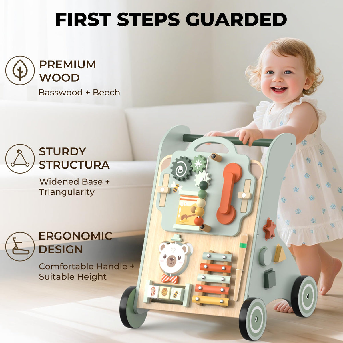 Wooden Sit-to-Stand Baby Walker N3022