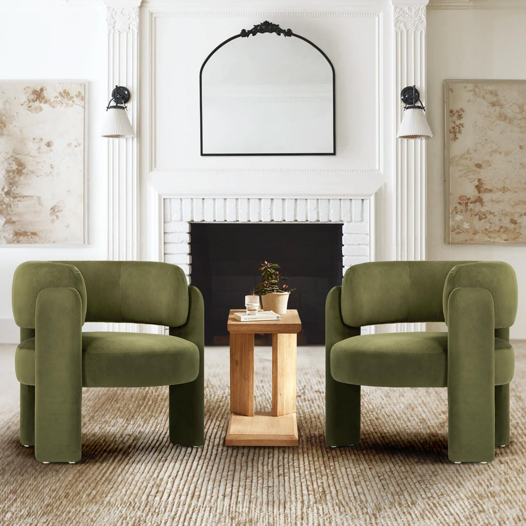 Velvet Accent Chair Set of 2 Green V767