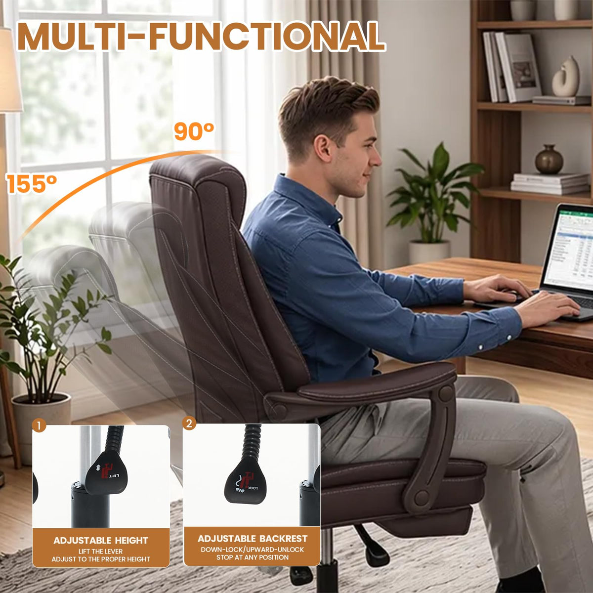 500lbs Big and Tall Office Chair with Footrest G752865