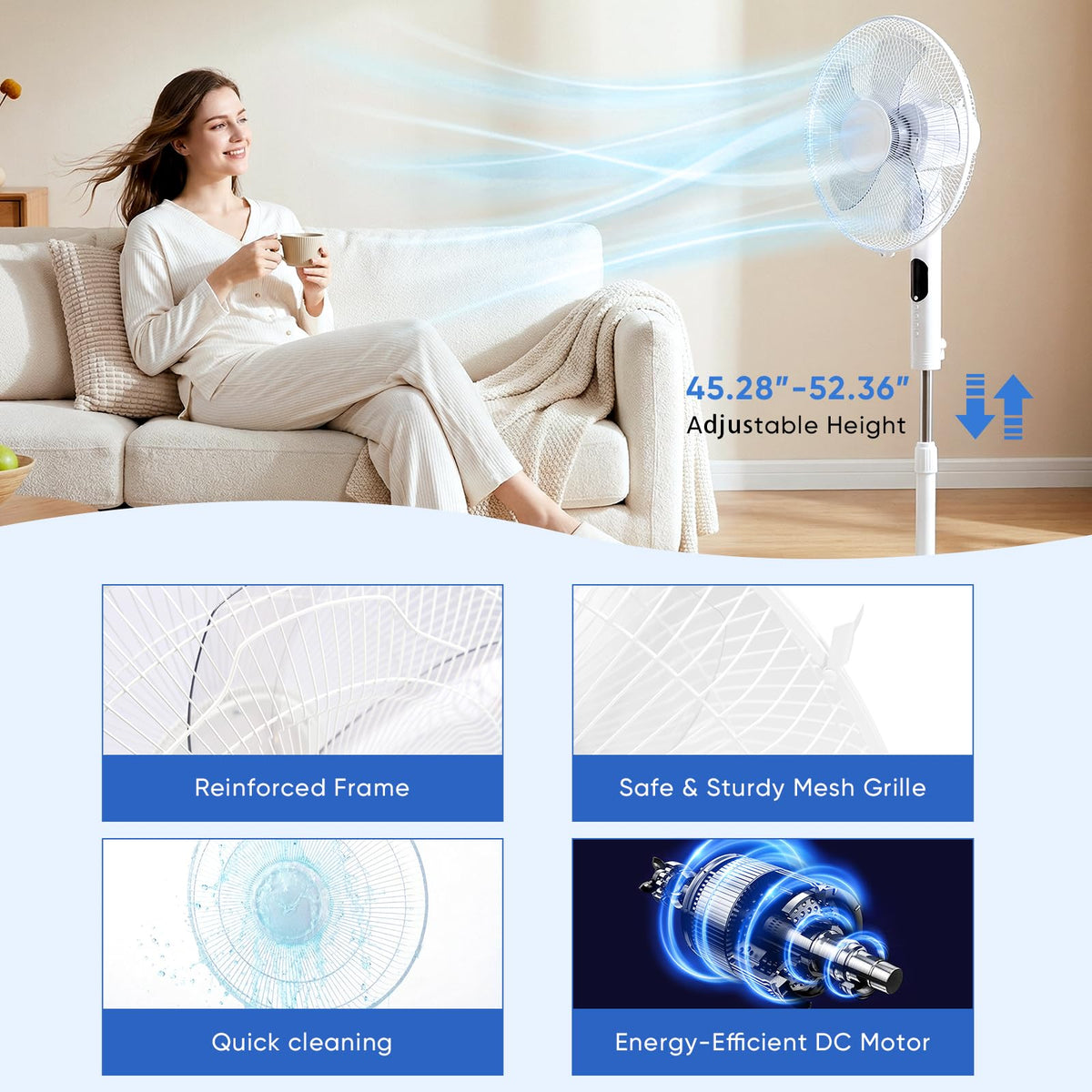17" Oscillating Pedestal Fan with Remote C55551