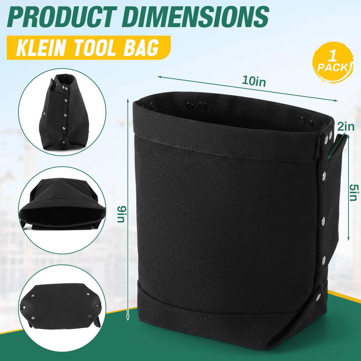 Tool Bag with Bull Pin Loops & Tunnel Connection, 5" x 10" x 9" G9925