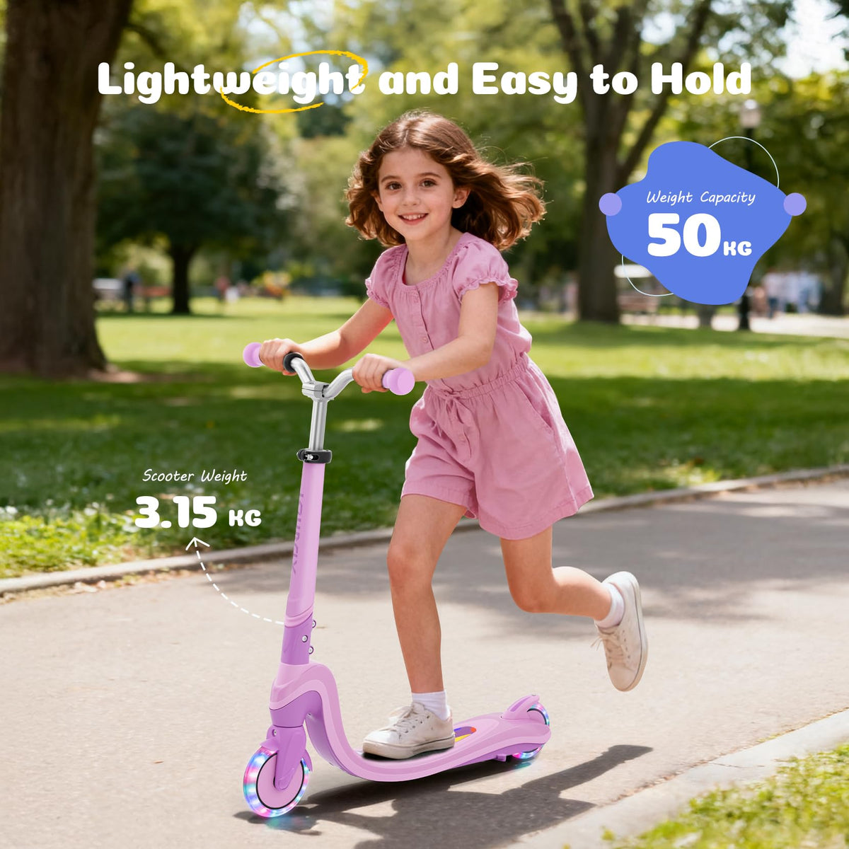 2 Wheel Kids Kick Scooter with Light-Up Wheels Y70306