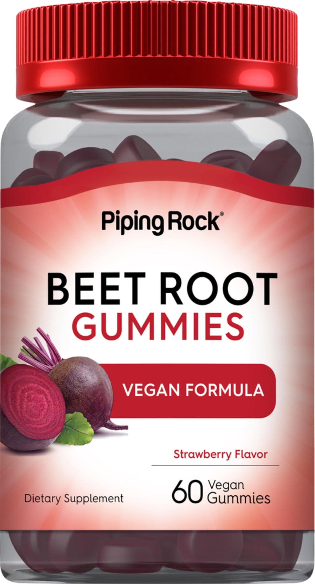 Beet Root Gummies 60 Count Strawberry Flavor Vegan Non-GMO Gluten Free F322