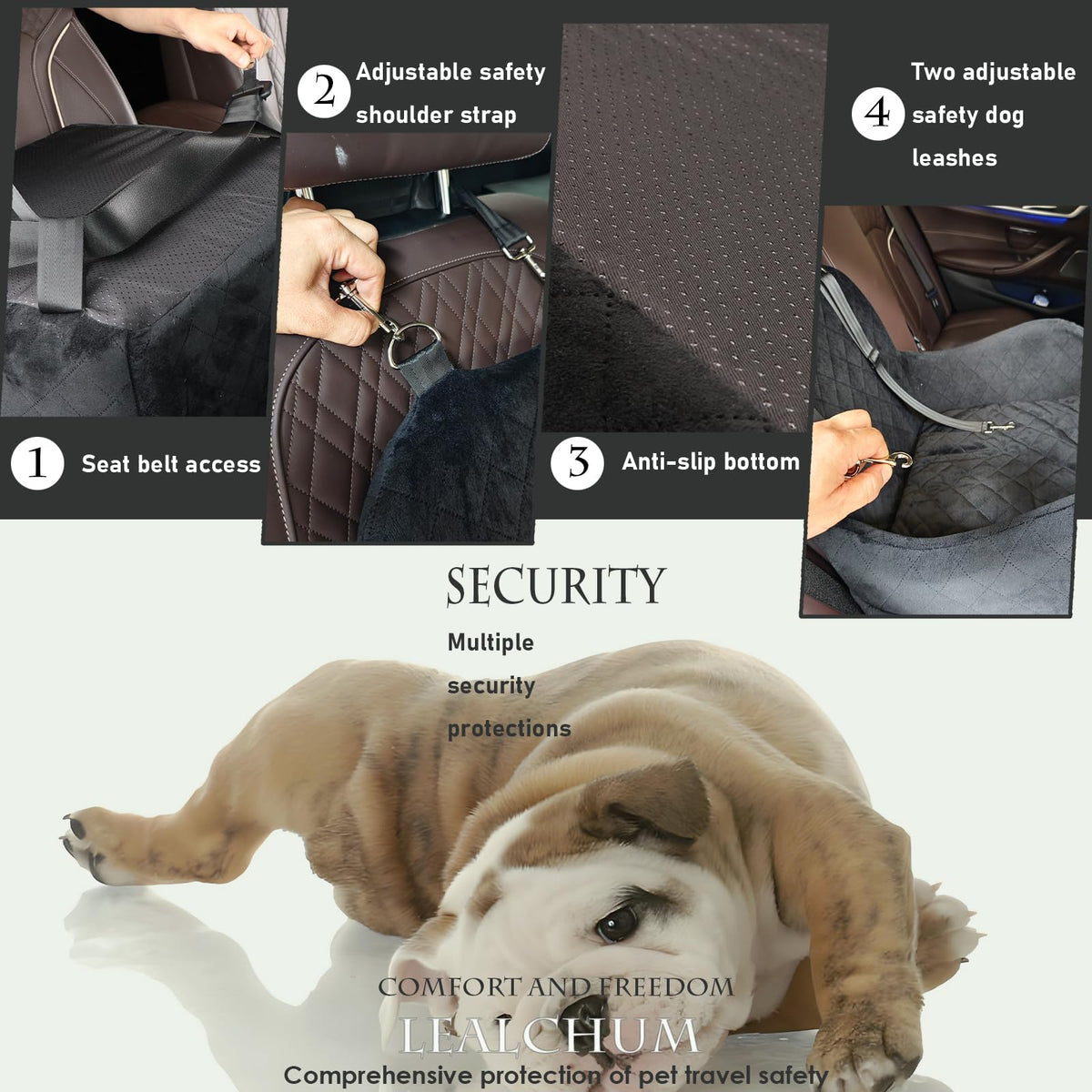 Dog Booster Car Seat for Small/Medium Dogs Up to 35lbs, Black, Medium K3279