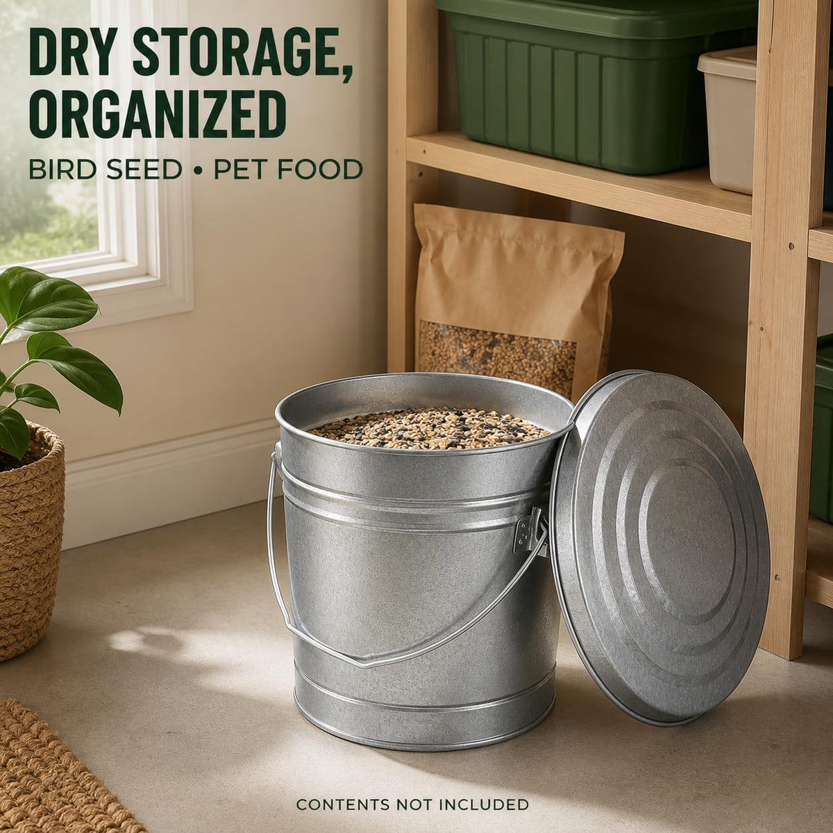 6 Gallon Galvanized Steel Can with Locking Lid E2921