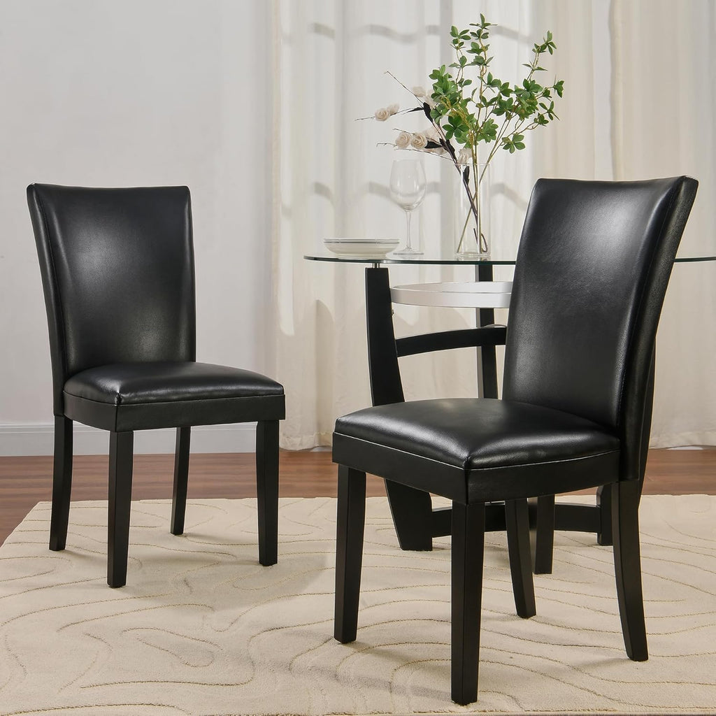 Set of 8 Black Faux Leather Upholstered Dining Chairs S5220