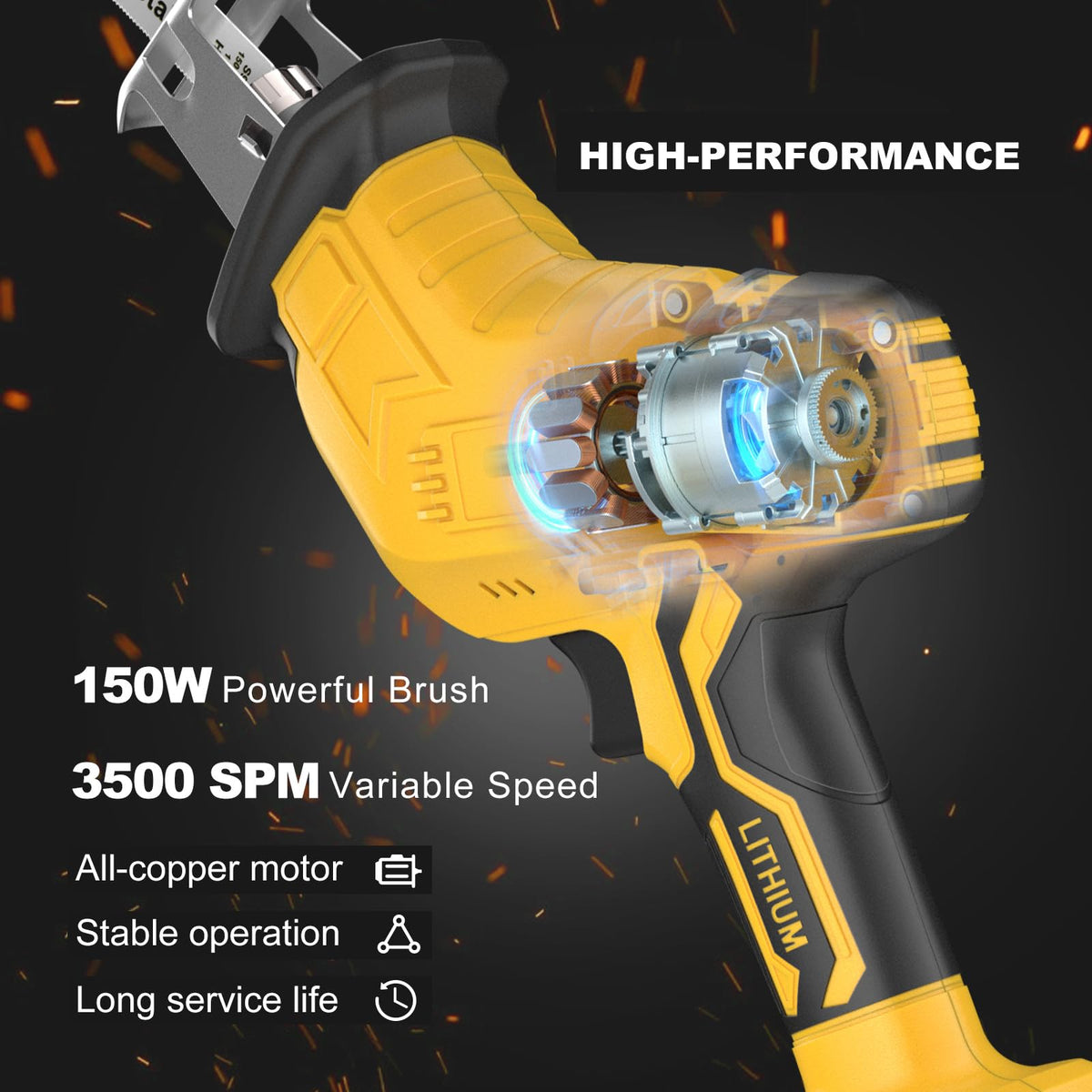 Cordless Reciprocating Saw 150W Variable Speed with 4 Saw Blades B276