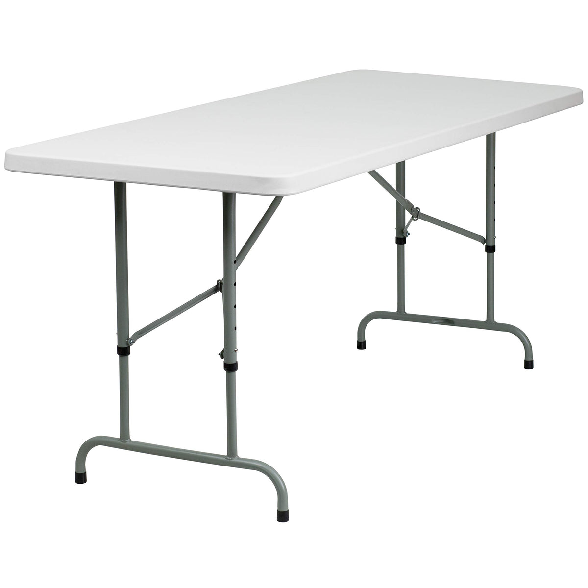 6-Foot Height Adjustable Granite White Plastic Folding Table D474233