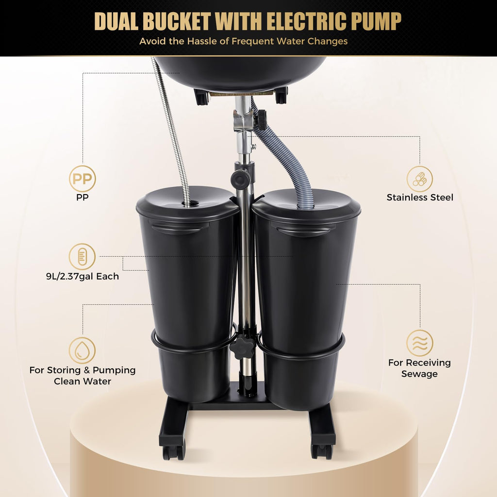 Portable Adjustable Shampoo Bowl with Electric Pump U9634