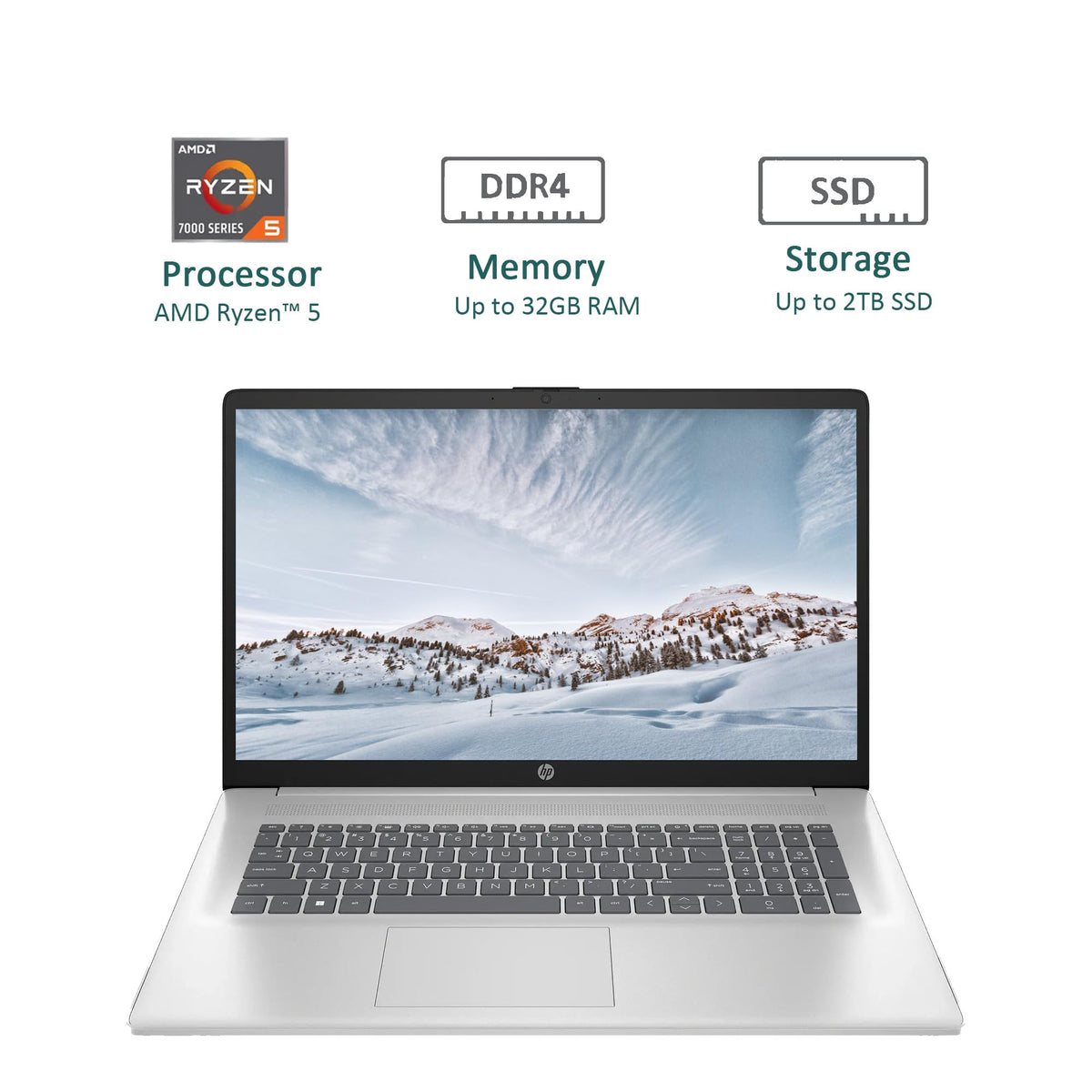 17.3" Full HD Laptop AMD Ryzen 5 32GB RAM 1TB SSD Natural Silver J519393