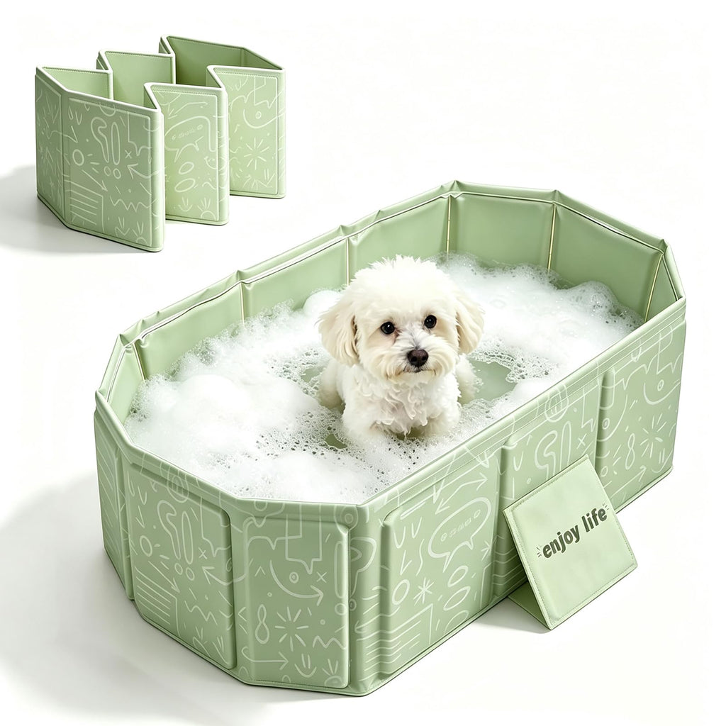 Foldable Pet Bath Pool 29.5×17.7 Inches Green F5950