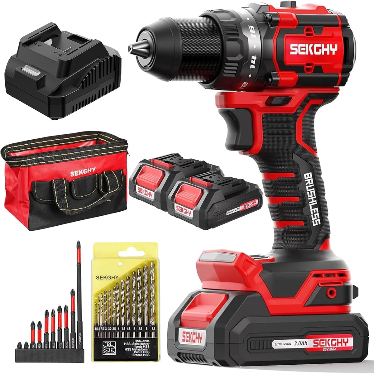 20V Cordless Drill Driver Kit with 2 Batteries Y24756