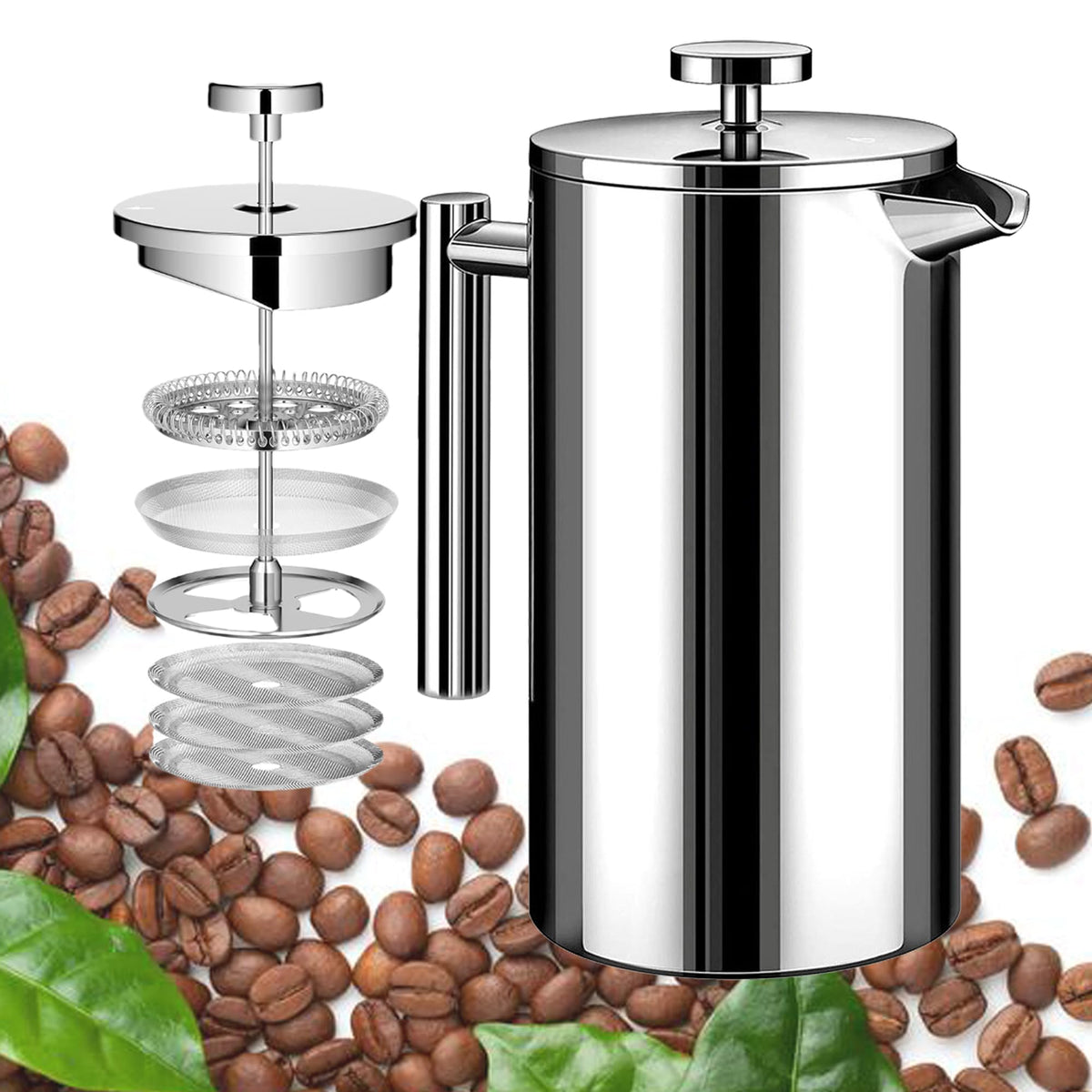 50oz Stainless Steel Double Wall Insulated French Press L238