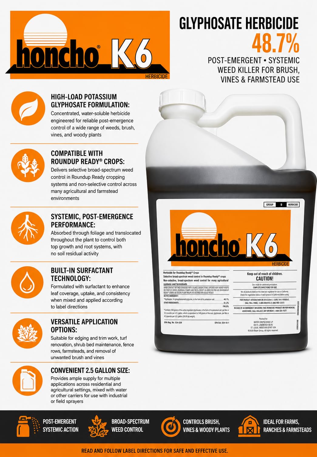 Glyphosate Herbicide 48.7% Weed Killer F62067