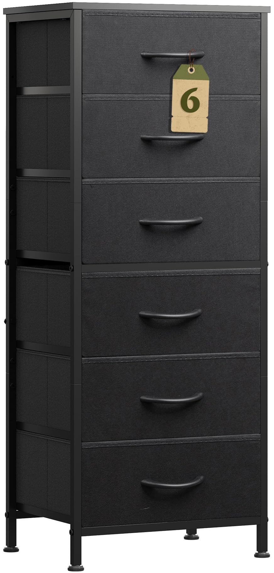 Black 6 Drawer Tall Dresser X716