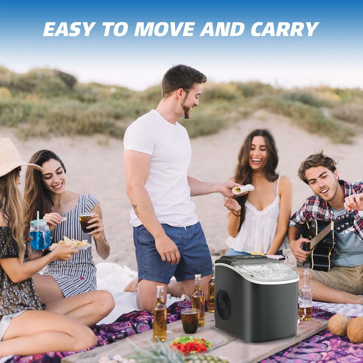 Black Portable Countertop Ice Maker with Scoop & Basket F833332