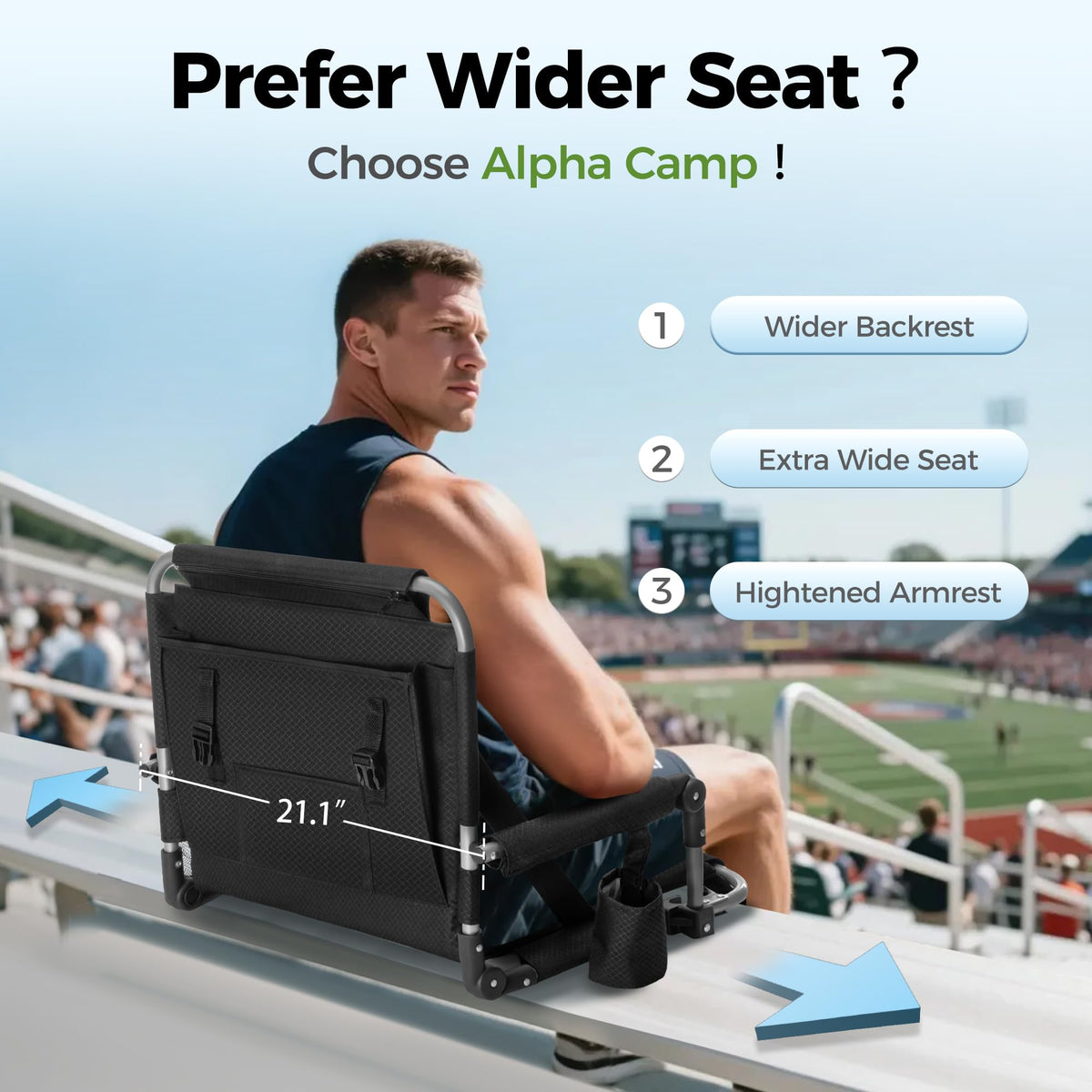 Extra Wide Padded Stadium Seats with Back Support J793667