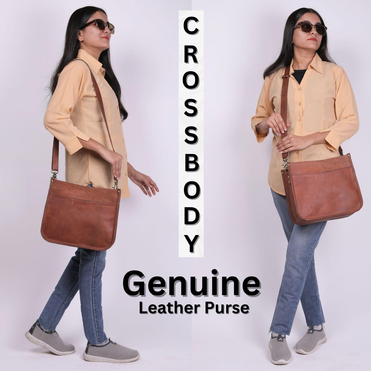 Genuine Leather Crossbody Purse I9972
