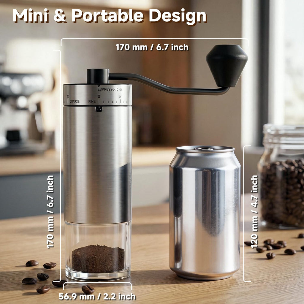 Manual Stainless Steel Conical Burr Coffee Grinder with Hand Crank K8608