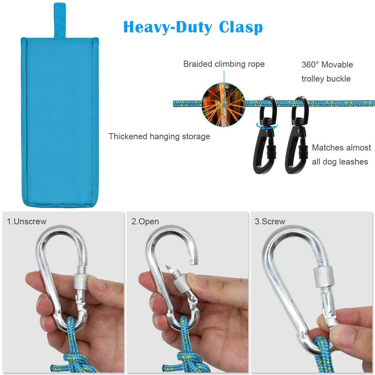 100FT Portable Dog Tie Out Cable for 2 Dogs P681