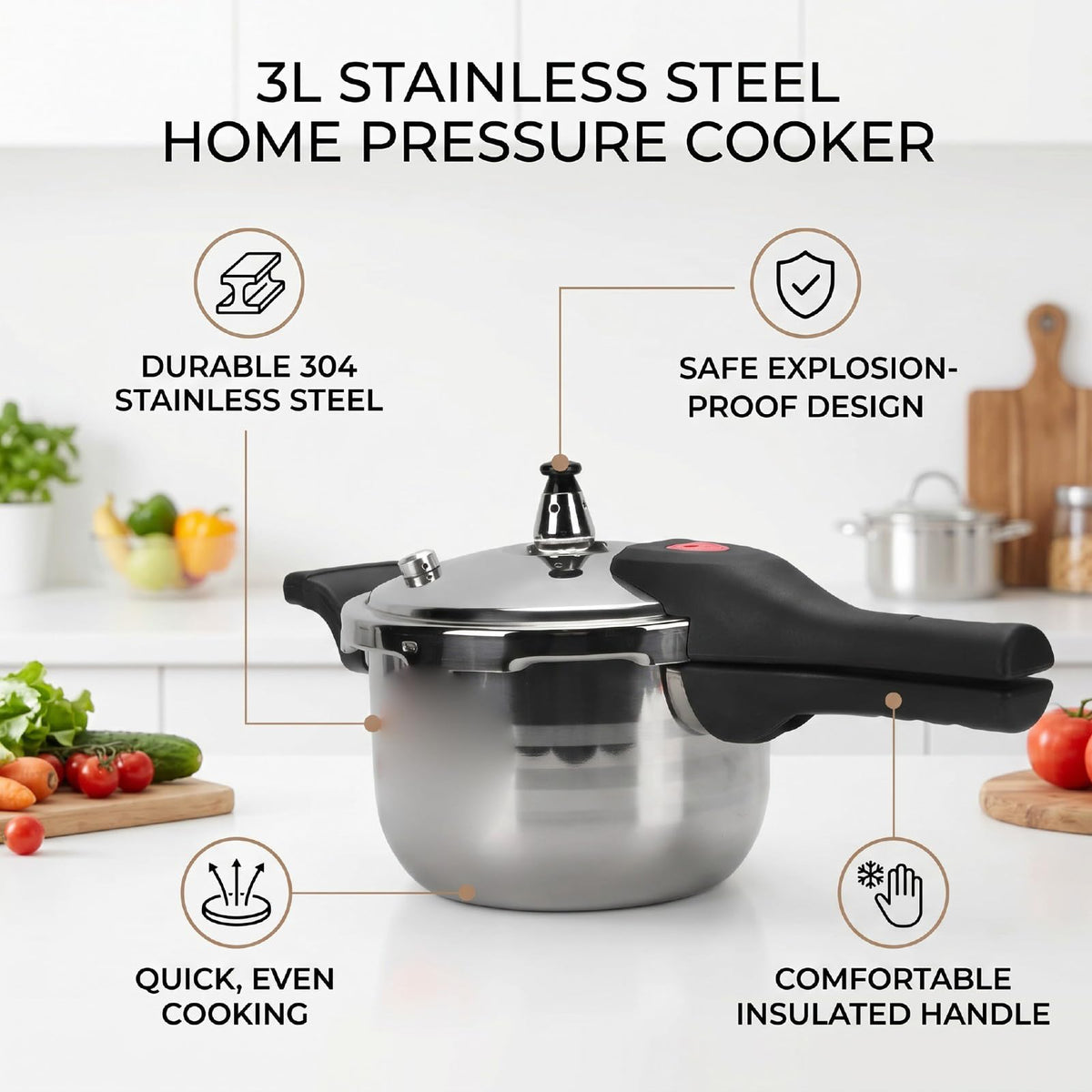 3L Stainless Steel Pressure Cooker Q170634