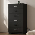 Black 6 Drawer Wood Dresser with Power Outlets C386
