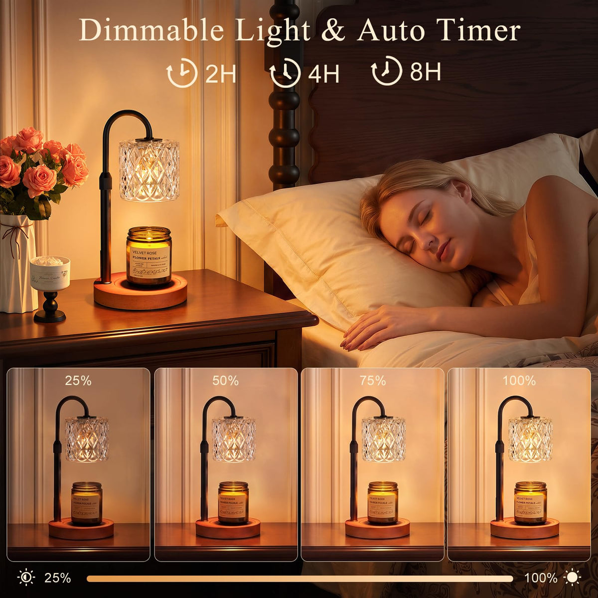 Walnut Candle Warmer Lamp with Timer K40137