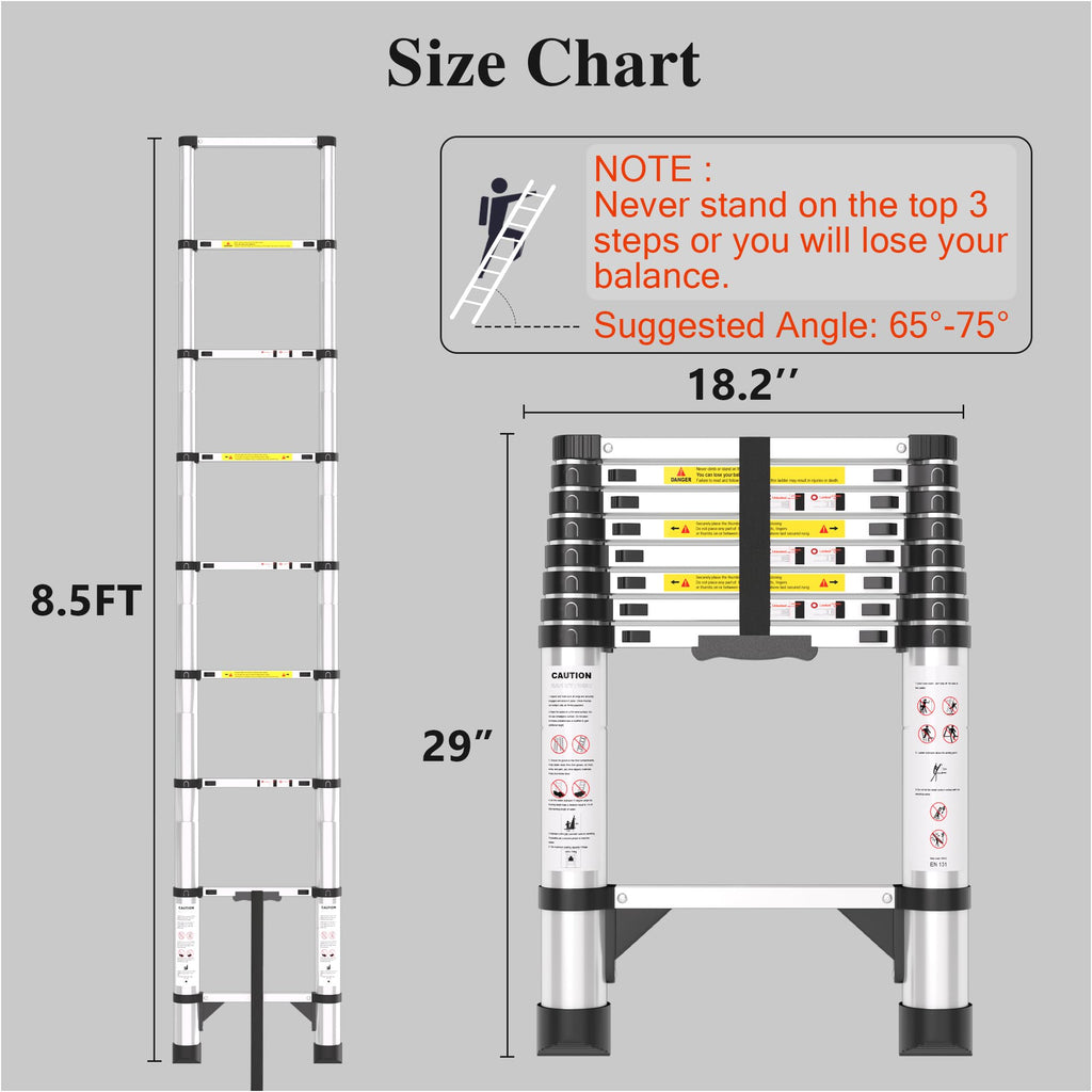 8.5 FT Aluminum Telescoping Ladder D898762