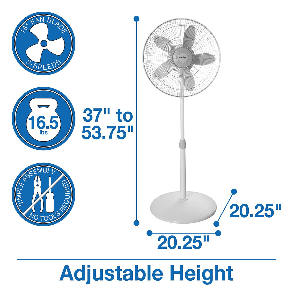18-Inch 3-Speed Oscillating Pedestal Fan H988734