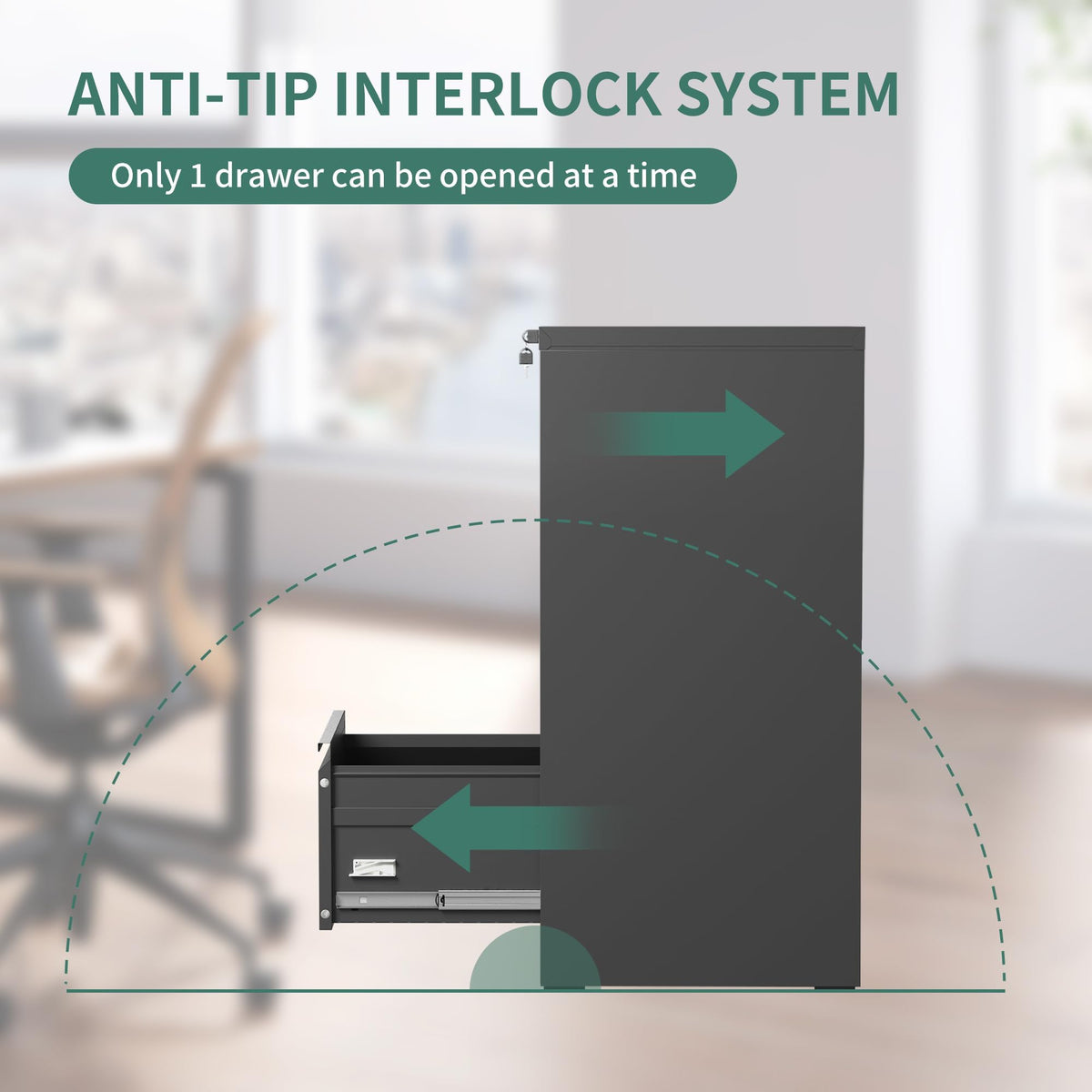 3 Drawer Metal File Cabinet with Lock R863