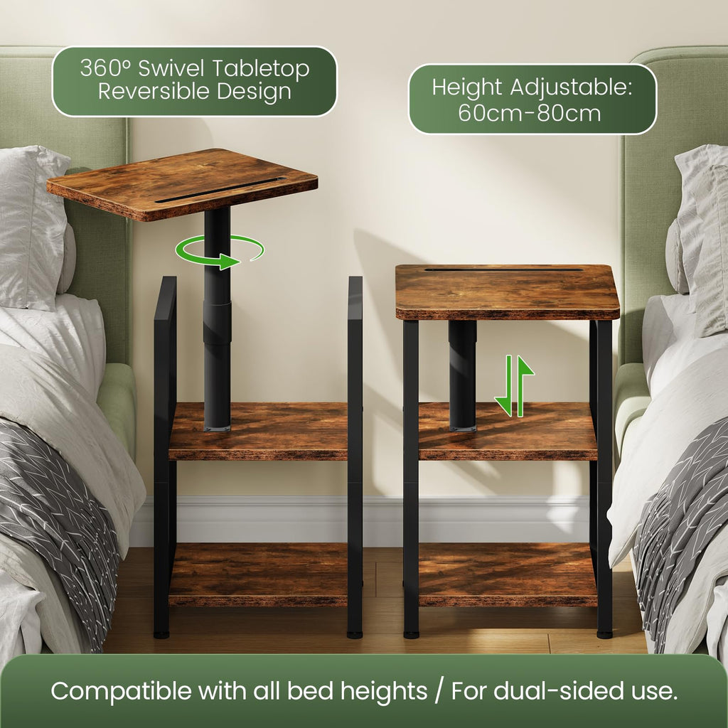 360° Swivel 3-Tier Side Table with Storage O151
