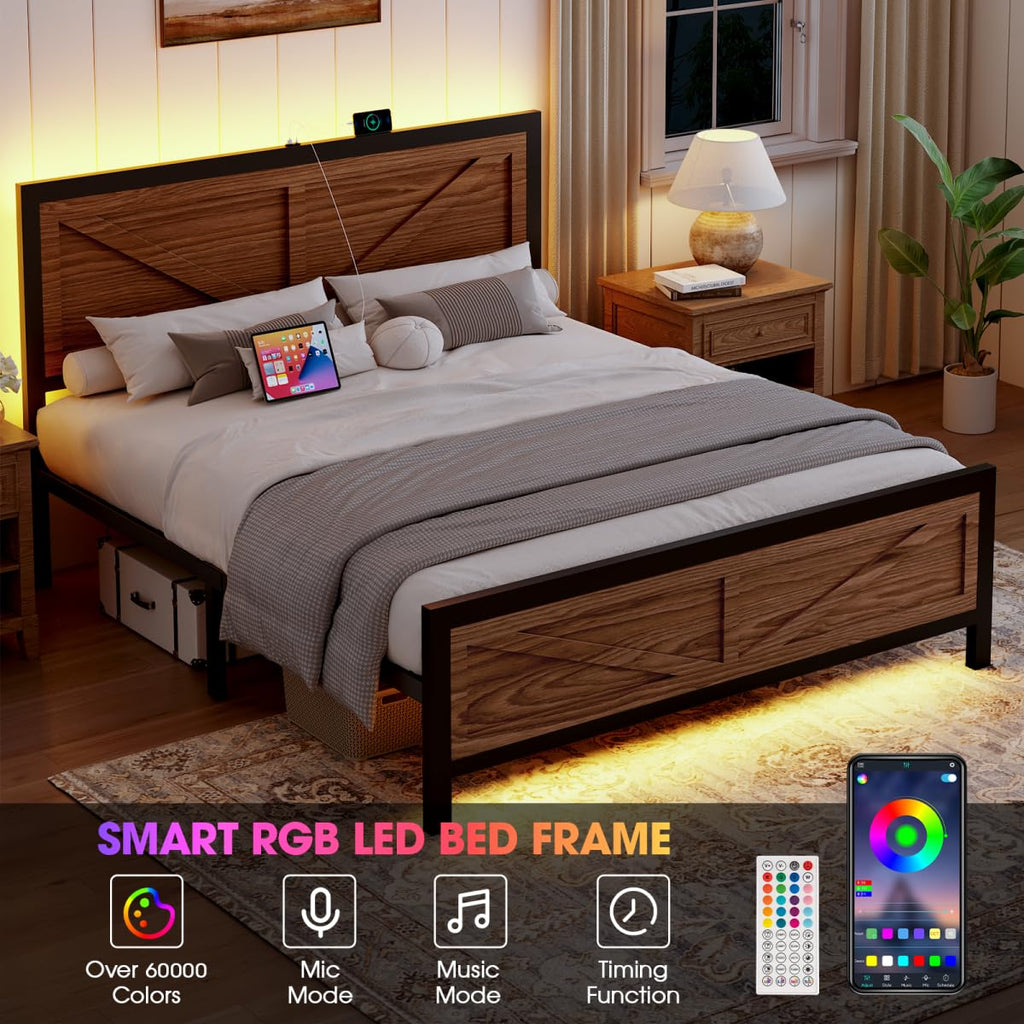 Queen Size Metal Platform Bed Frame with Storage S251