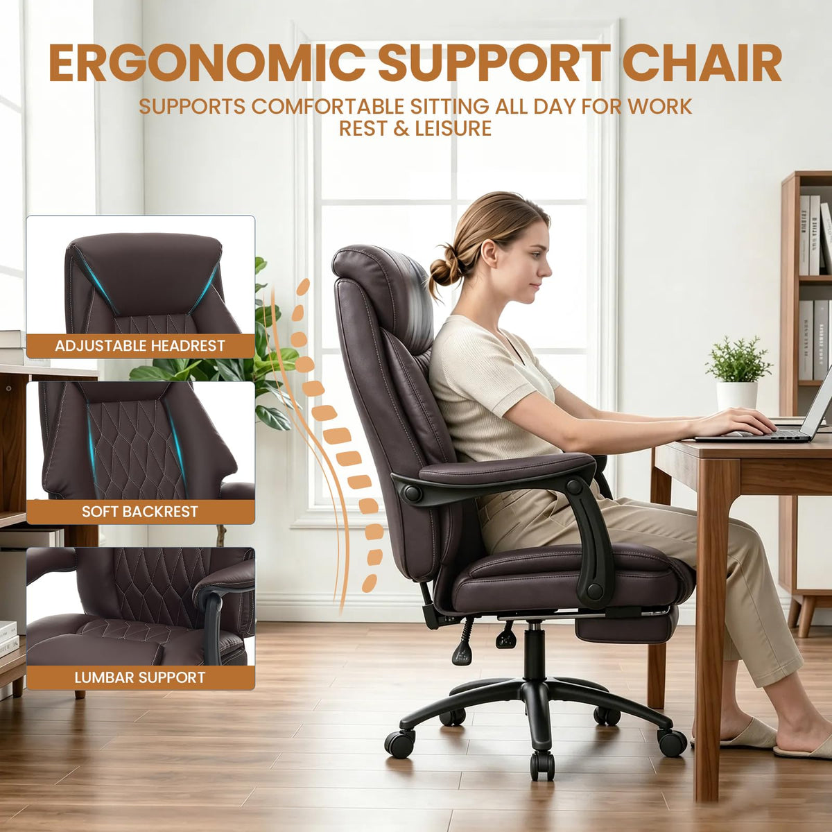 500lbs Big and Tall Office Chair with Footrest G752865
