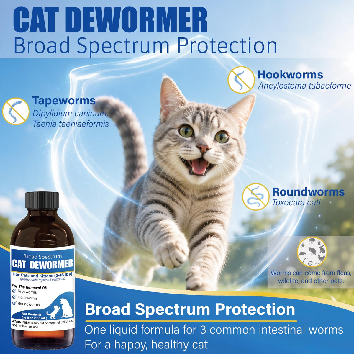 Cat Dewormer Liquid 100 mL with Oral Syringe J237