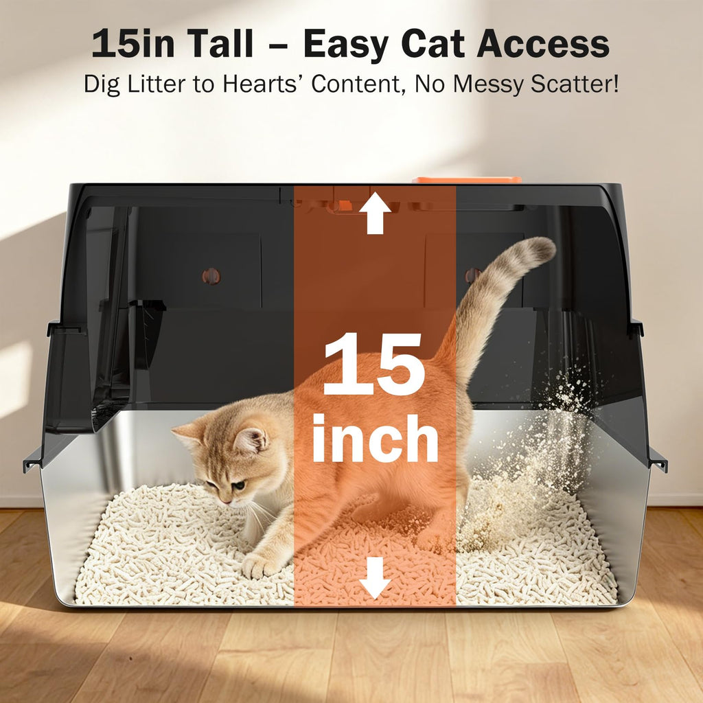 XL Enclosed Stainless Steel Cat Litter Box with Lid G90635