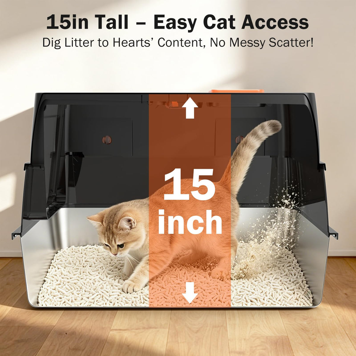 XL Enclosed Stainless Steel Cat Litter Box with Lid G90635