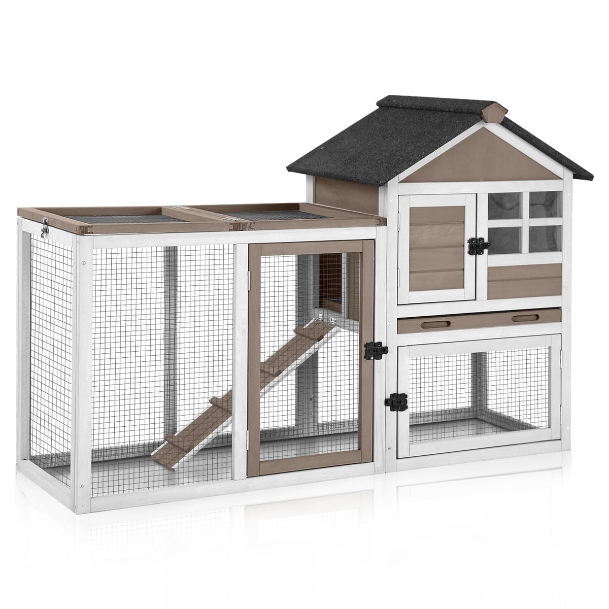 51.6" Large Rabbit Hutch with Run and Tray M438509