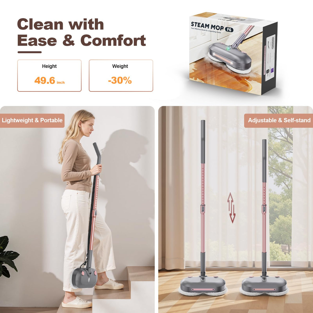 Steam Mop with Rotating Pads U33291