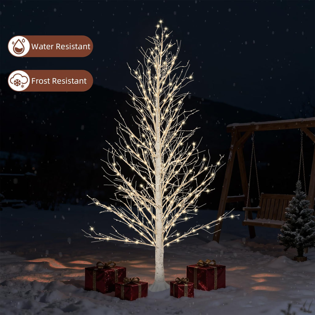 6FT LED Lighted Birch Tree with Timer IP44 Waterproof A104910