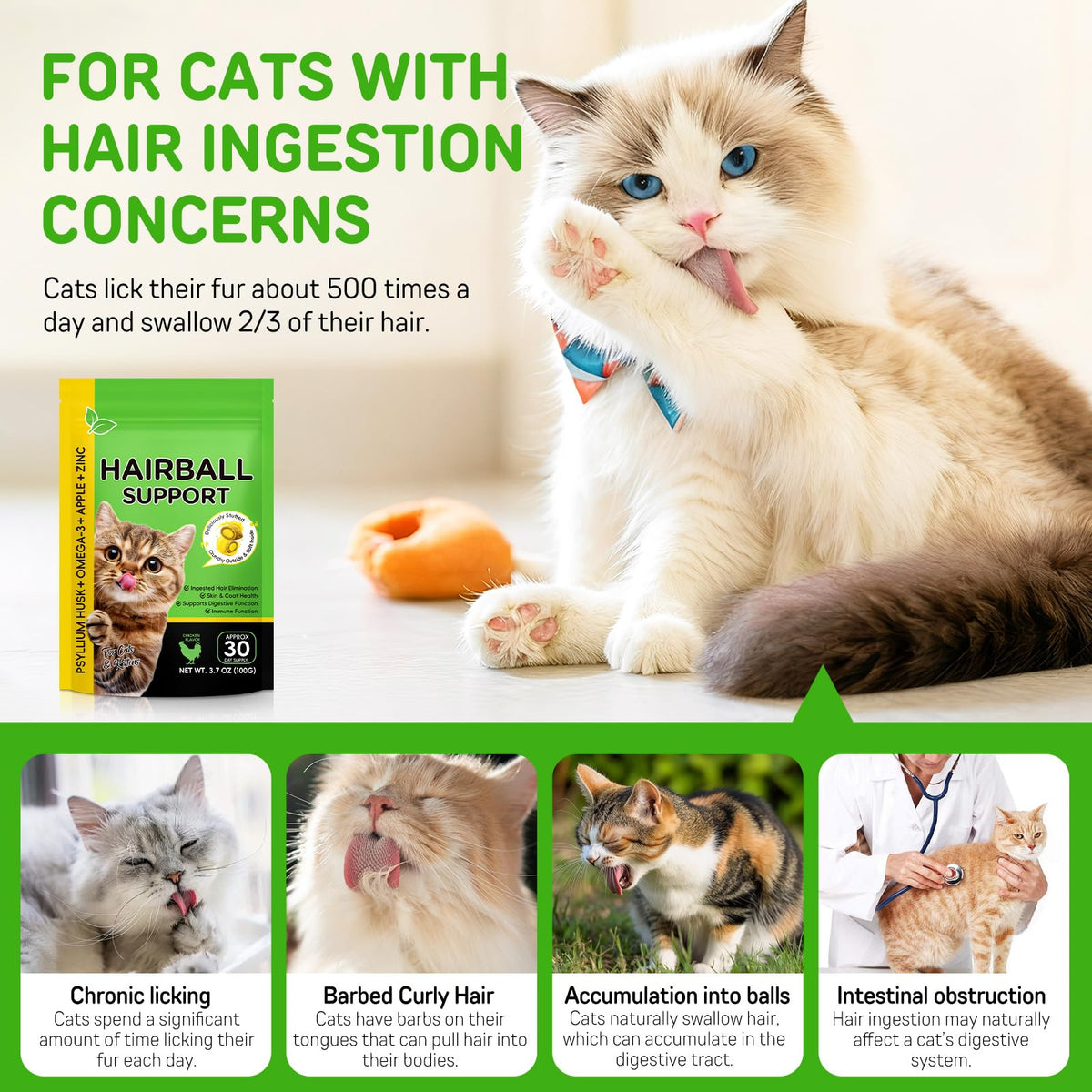 Chicken Flavor Hairball Treatment for Cats F869